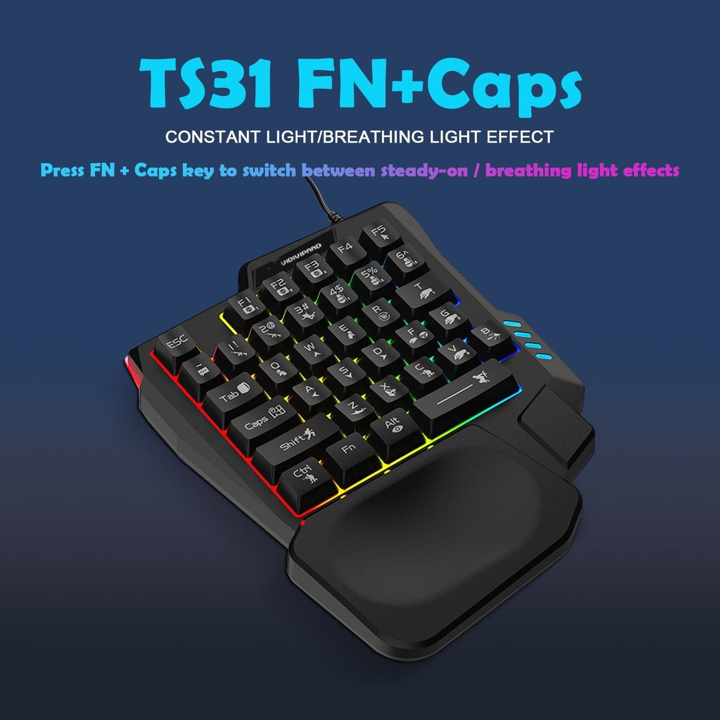 Ergonomic Wired Gaming Keyboard - LED Rainbow Backlight, 35-Key | Ultima Series