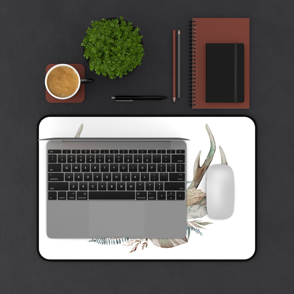 Desk Mat - Floral Deer Antler Skull Keyboard Computer Pad