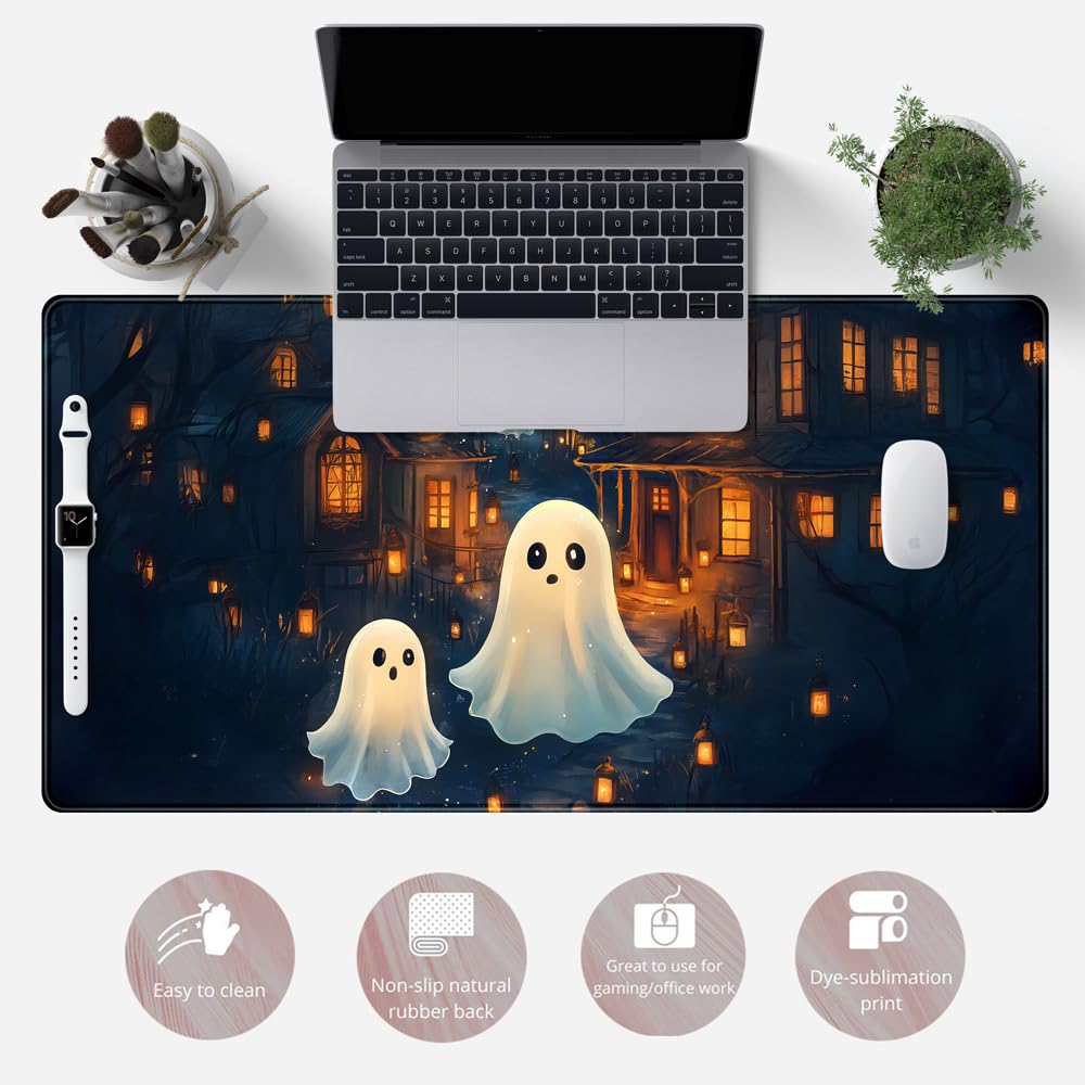 Desk Pad Anime Black Pom Poms Gaming Mouse Pad Large Star Designs Desk Office Decor Exclusive Beautiful Girls Mouse Pad for Women Desktop with Stitched Edges Non-Slip Computer Mat 31.5x11.8In