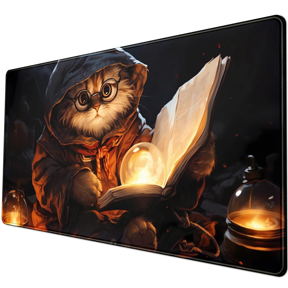Desk Pad Anime Black Pom Poms Gaming Mouse Pad Large Star Designs Desk Office Decor Exclusive Beautiful Girls Mouse Pad for Women Desktop with Stitched Edges Non-Slip Computer Mat 31.5x11.8In