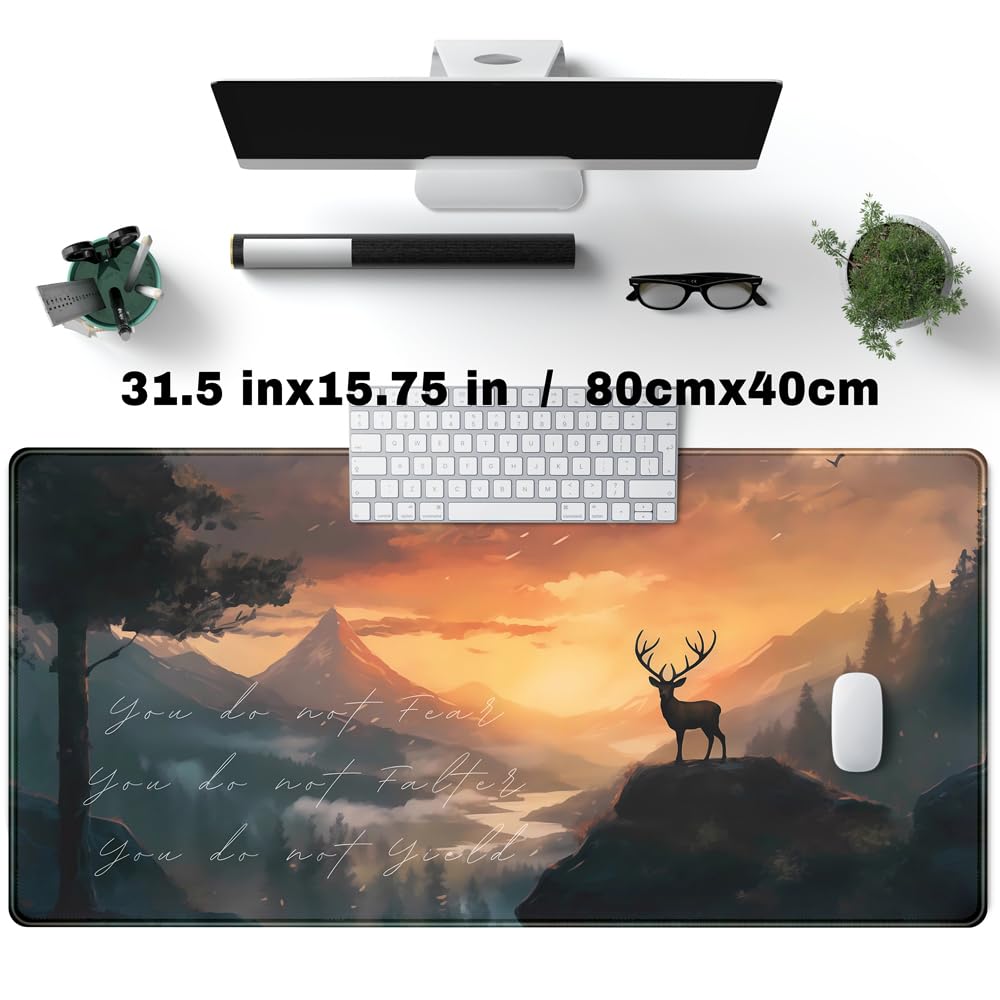 Desk Pad Anime Black Pom Poms Gaming Mouse Pad Large Star Designs Desk Office Decor Exclusive Beautiful Girls Mouse Pad for Women Desktop with Stitched Edges Non-Slip Computer Mat 31.5x11.8In