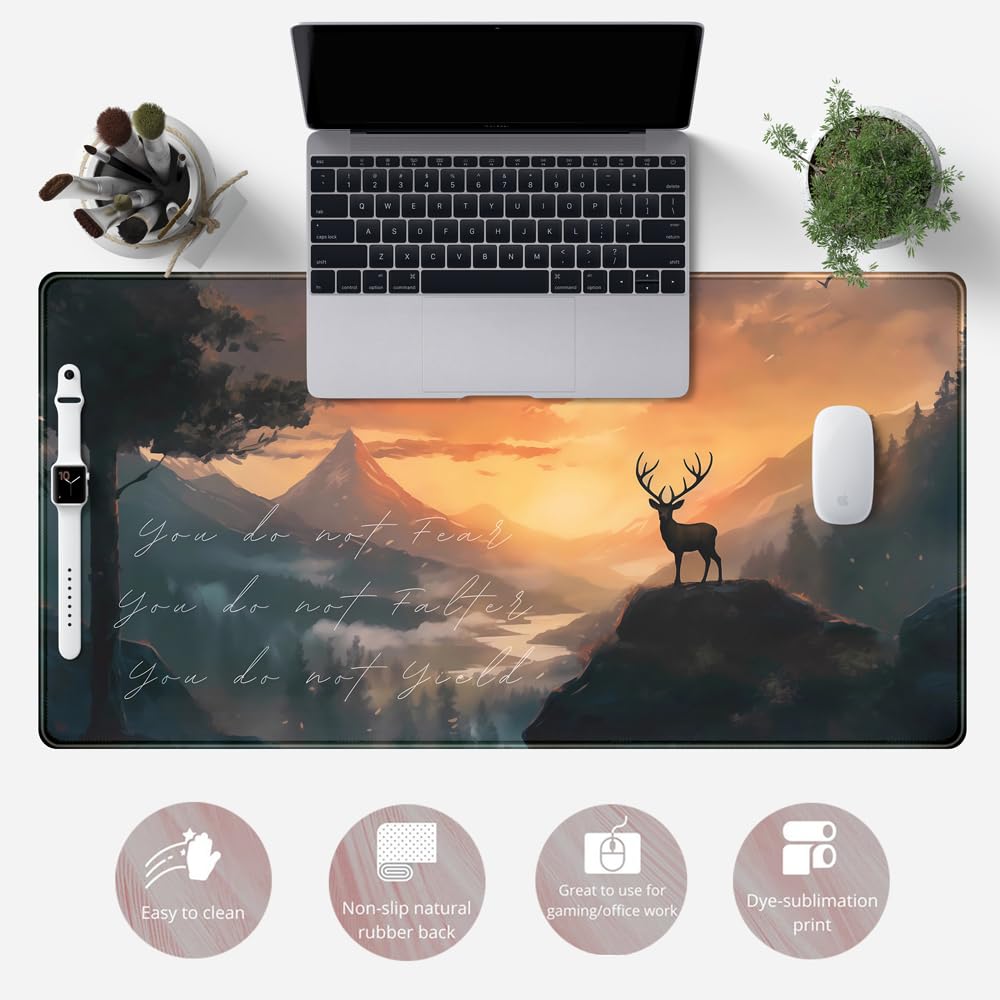 Desk Pad Anime Black Pom Poms Gaming Mouse Pad Large Star Designs Desk Office Decor Exclusive Beautiful Girls Mouse Pad for Women Desktop with Stitched Edges Non-Slip Computer Mat 31.5x11.8In