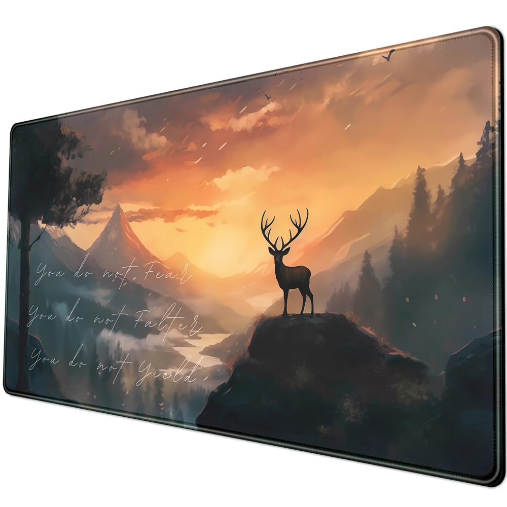 Desk Pad Anime Black Pom Poms Gaming Mouse Pad Large Star Designs Desk Office Decor Exclusive Beautiful Girls Mouse Pad for Women Desktop with Stitched Edges Non-Slip Computer Mat 31.5x11.8In