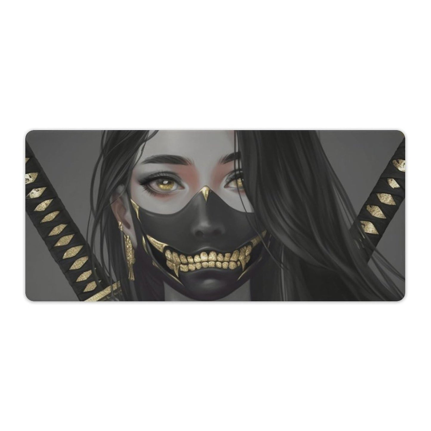 Japanese Fantasy Female Samurai Anime Girl Desk Mat