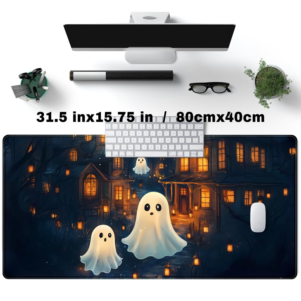 Desk Pad Anime Black Pom Poms Gaming Mouse Pad Large Star Designs Desk Office Decor Exclusive Beautiful Girls Mouse Pad for Women Desktop with Stitched Edges Non-Slip Computer Mat 31.5x11.8In