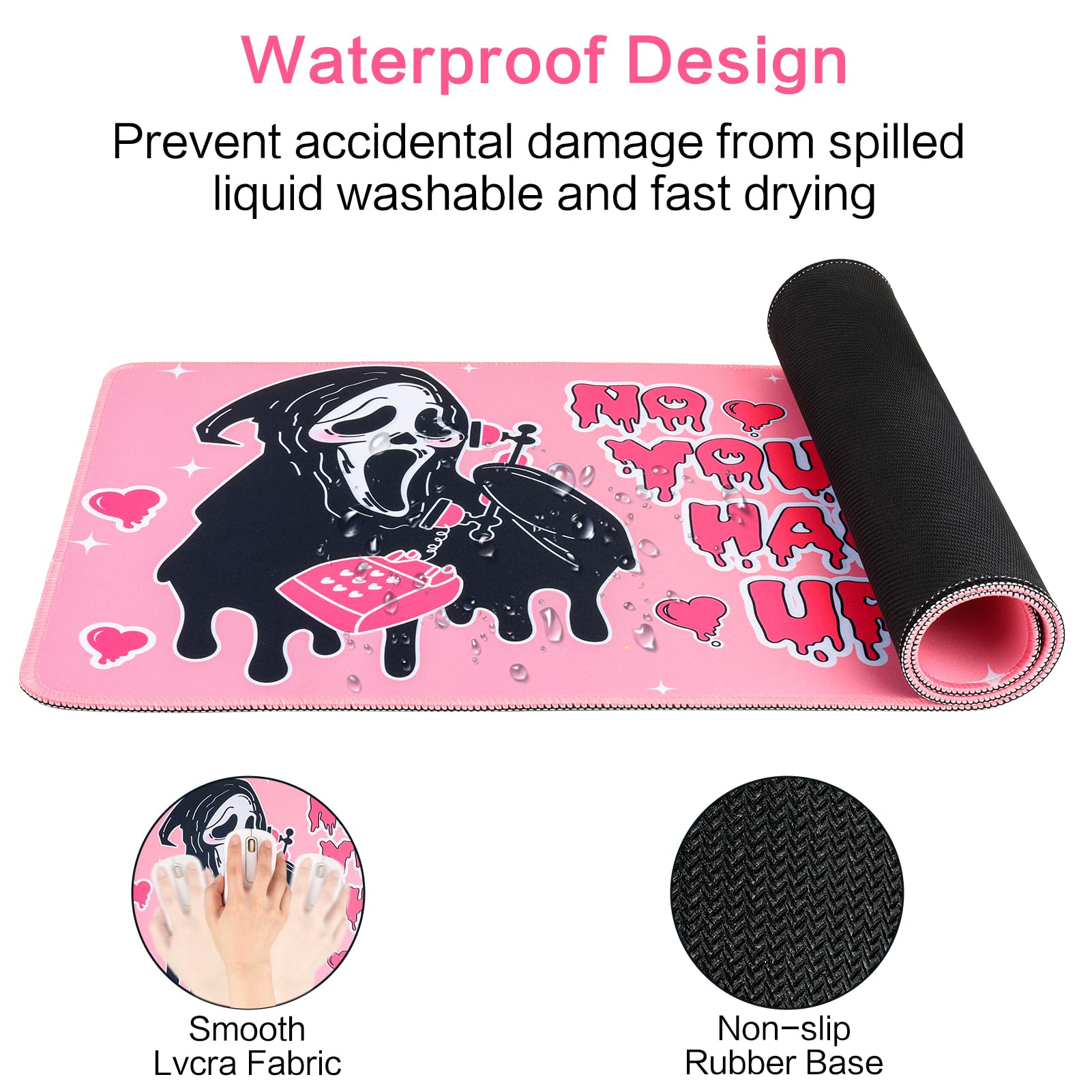 Ghost Face Inspired Desk Mat – 31.5 x 11.8in | Gothic Gaming Mouse Pad