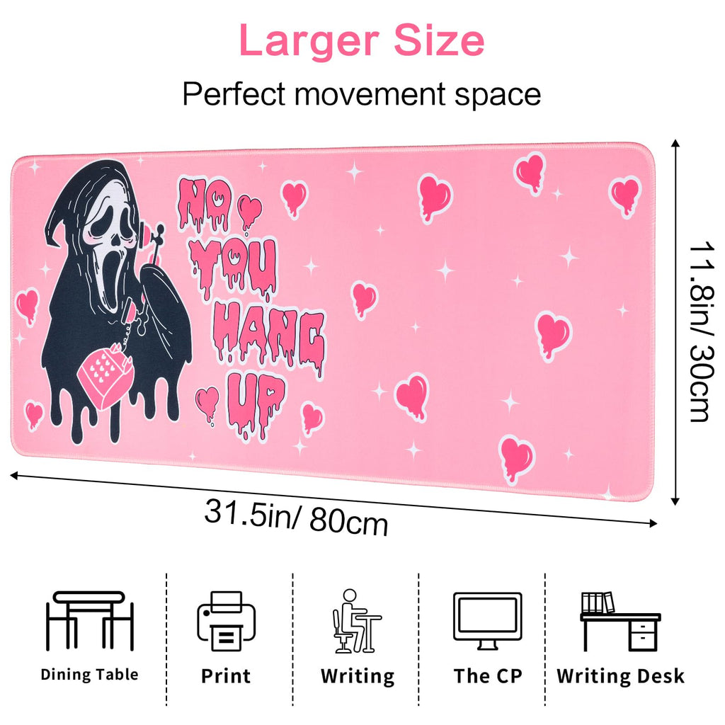 Ghost Face Inspired Desk Mat – 31.5 x 11.8in | Gothic Gaming Mouse Pad