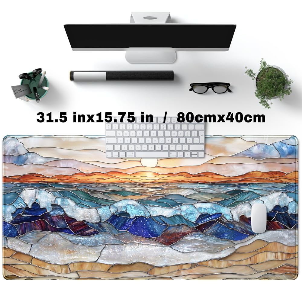 Desk Pad Anime Black Pom Poms Gaming Mouse Pad Large Star Designs Desk Office Decor Exclusive Beautiful Girls Mouse Pad for Women Desktop with Stitched Edges Non-Slip Computer Mat 31.5x11.8In