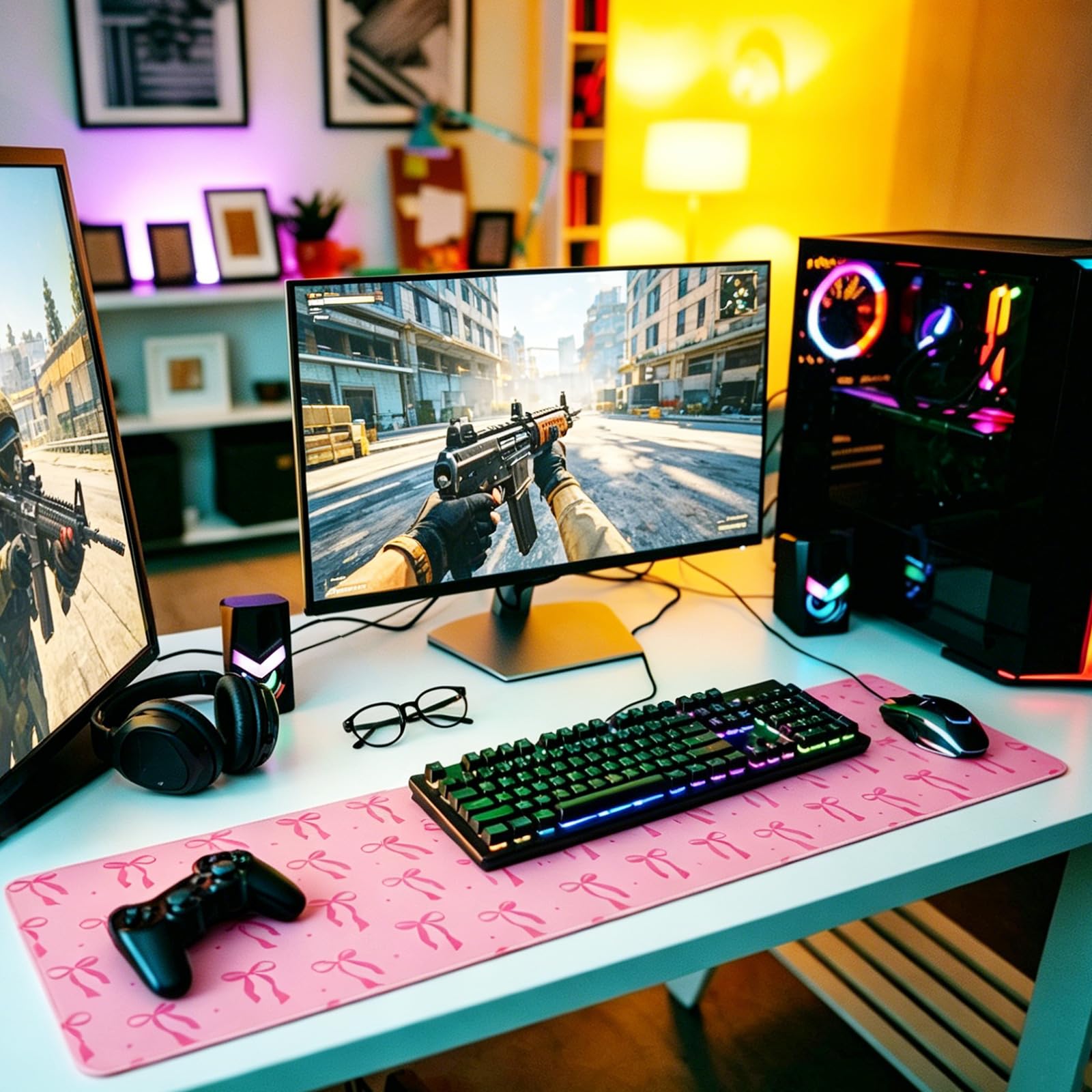 Ghost Face Inspired Desk Mat – 31.5 x 11.8in | Gothic Gaming Mouse Pad