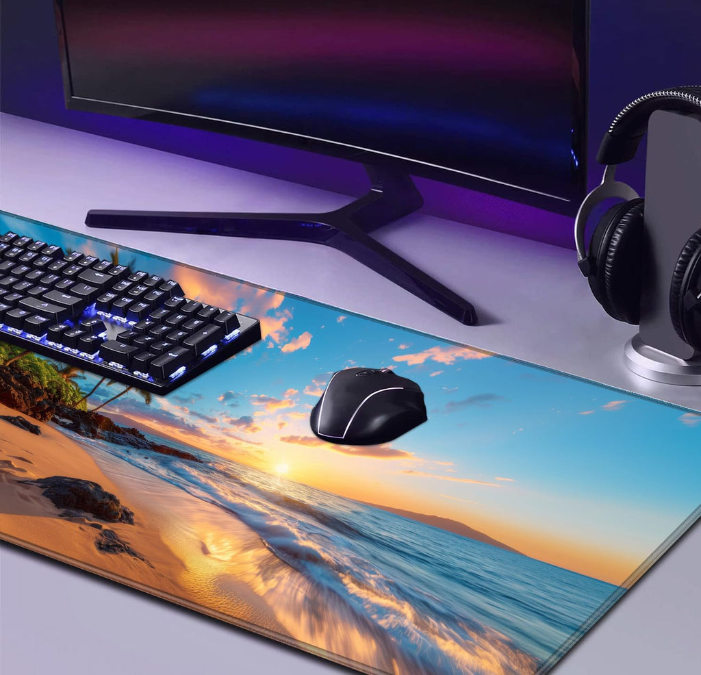 Tokyo Street Cute Large Gaming Mouse Pad, Purple Blue Anime City XXL, 35.4L x 15.7W inches, Fabric, Polyvinyl Chloride, Office Products