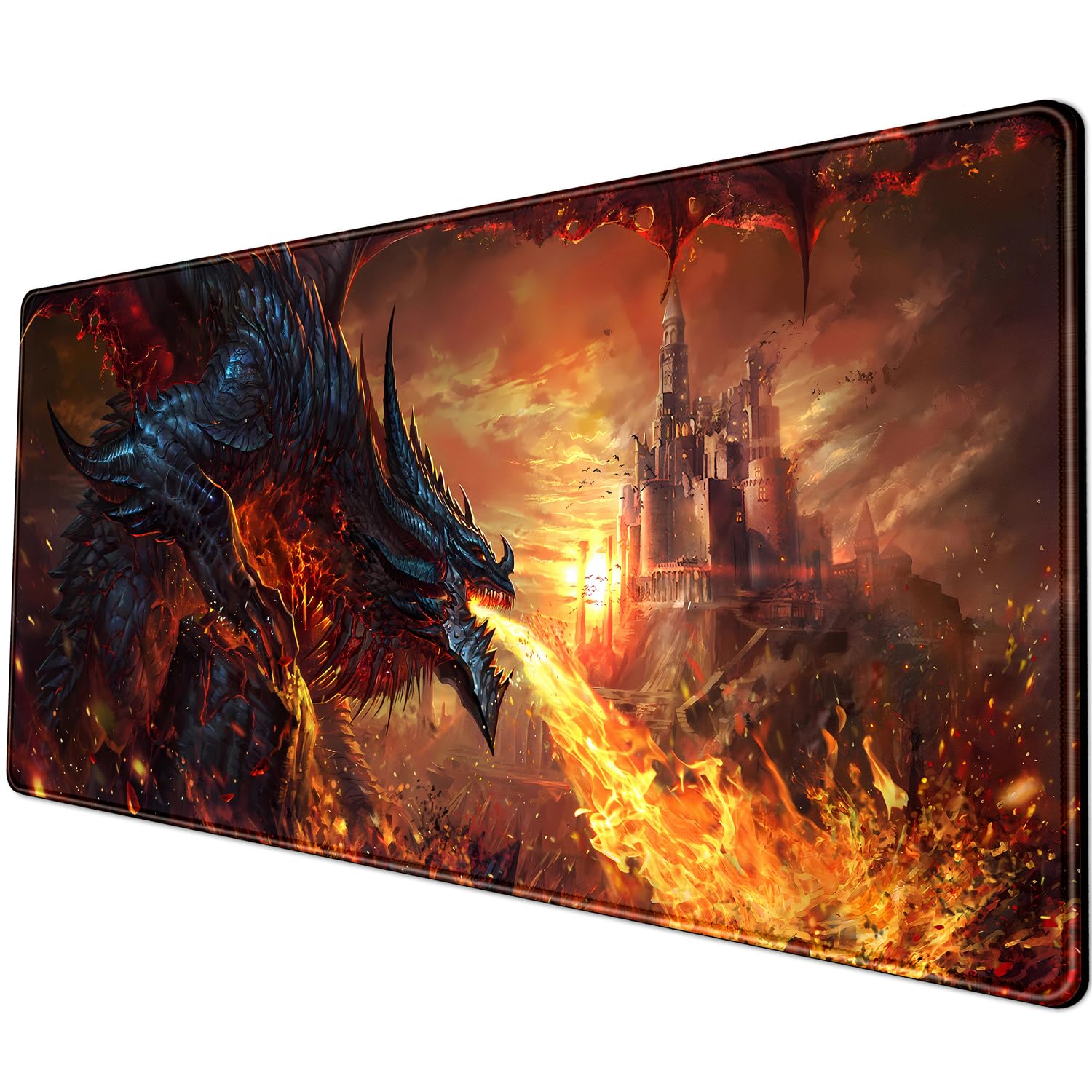 Desk Pad Anime Black Pom Poms Gaming Mouse Pad Large Star Designs Desk Office Decor Exclusive Beautiful Girls Mouse Pad for Women Desktop with Stitched Edges Non-Slip Computer Mat 31.5x11.8In