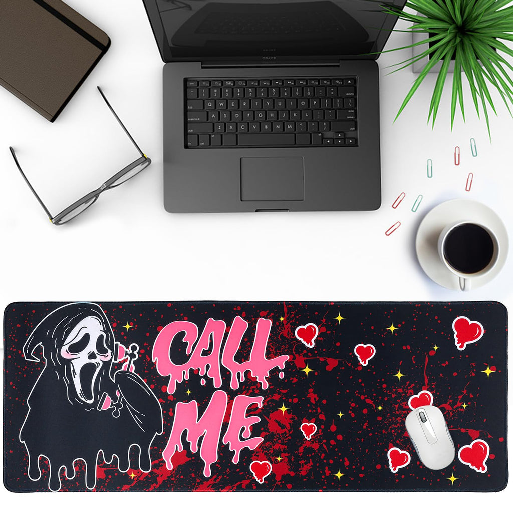 Ghost Face Inspired Desk Mat – 31.5 x 11.8in | Gothic Gaming Mouse Pad