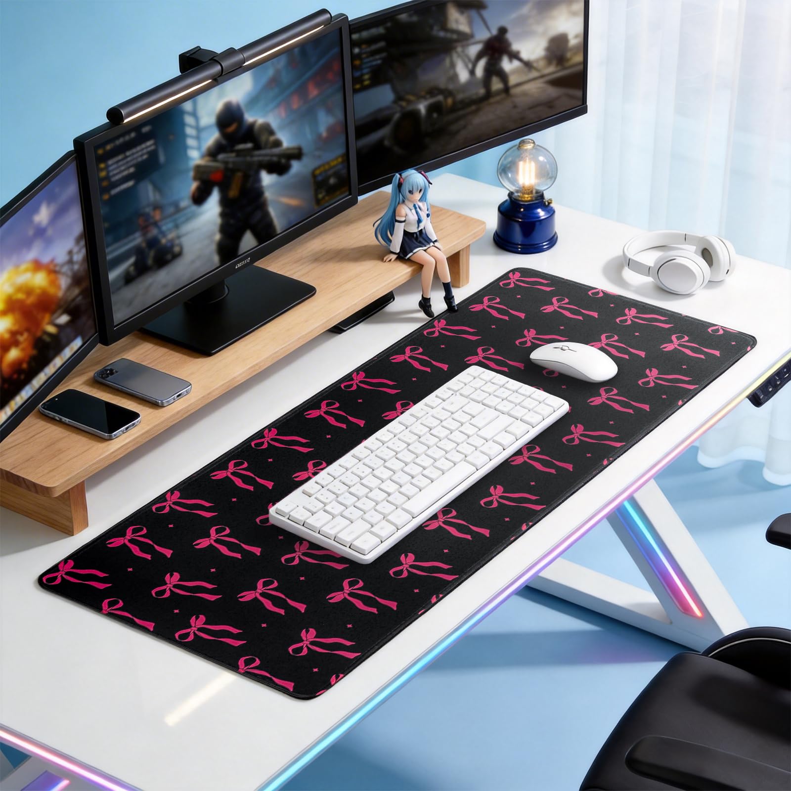 Ghost Face Inspired Desk Mat – 31.5 x 11.8in | Gothic Gaming Mouse Pad