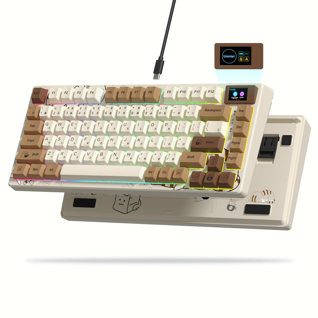 Womier SK80 75% Mechanical Gaming Keyboard – Color Display, Hot-Swap, RGB, Kanagawa Theme