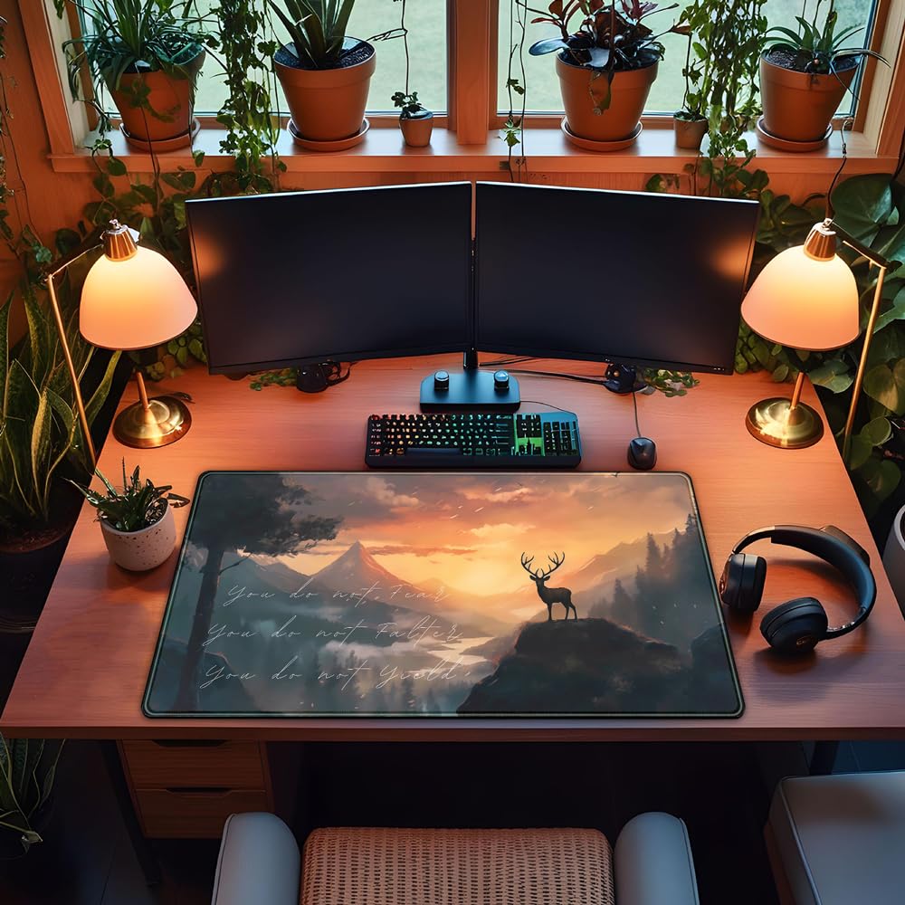 Desk Pad Anime Black Pom Poms Gaming Mouse Pad Large Star Designs Desk Office Decor Exclusive Beautiful Girls Mouse Pad for Women Desktop with Stitched Edges Non-Slip Computer Mat 31.5x11.8In