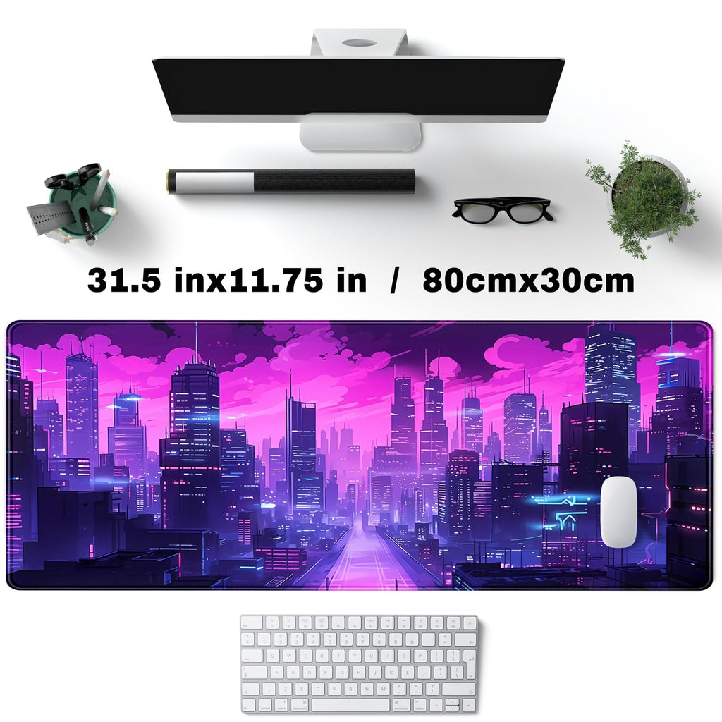 Desk Pad Anime Black Pom Poms Gaming Mouse Pad Large Star Designs Desk Office Decor Exclusive Beautiful Girls Mouse Pad for Women Desktop with Stitched Edges Non-Slip Computer Mat 31.5x11.8In