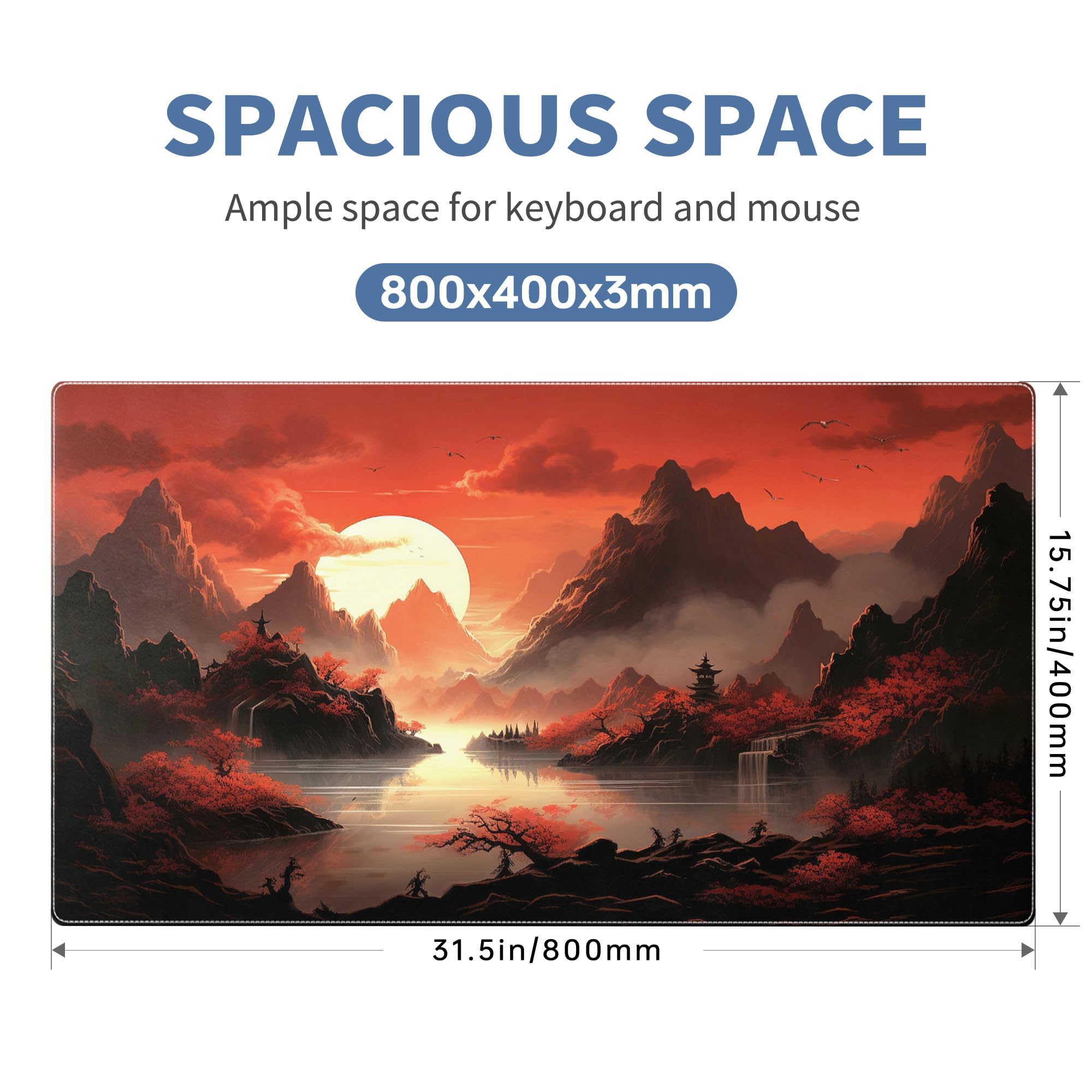 Spaceman Planets Anime Mouse Pad Large Desk Mat XL Mouse Pad Astronaut Keyboard Mousepad with Non-Slip Base and Stitched Edge Gaming Mouse Mat Desk Pad 31.5 X 11.8 in Mouse Pads for Desk Home Office