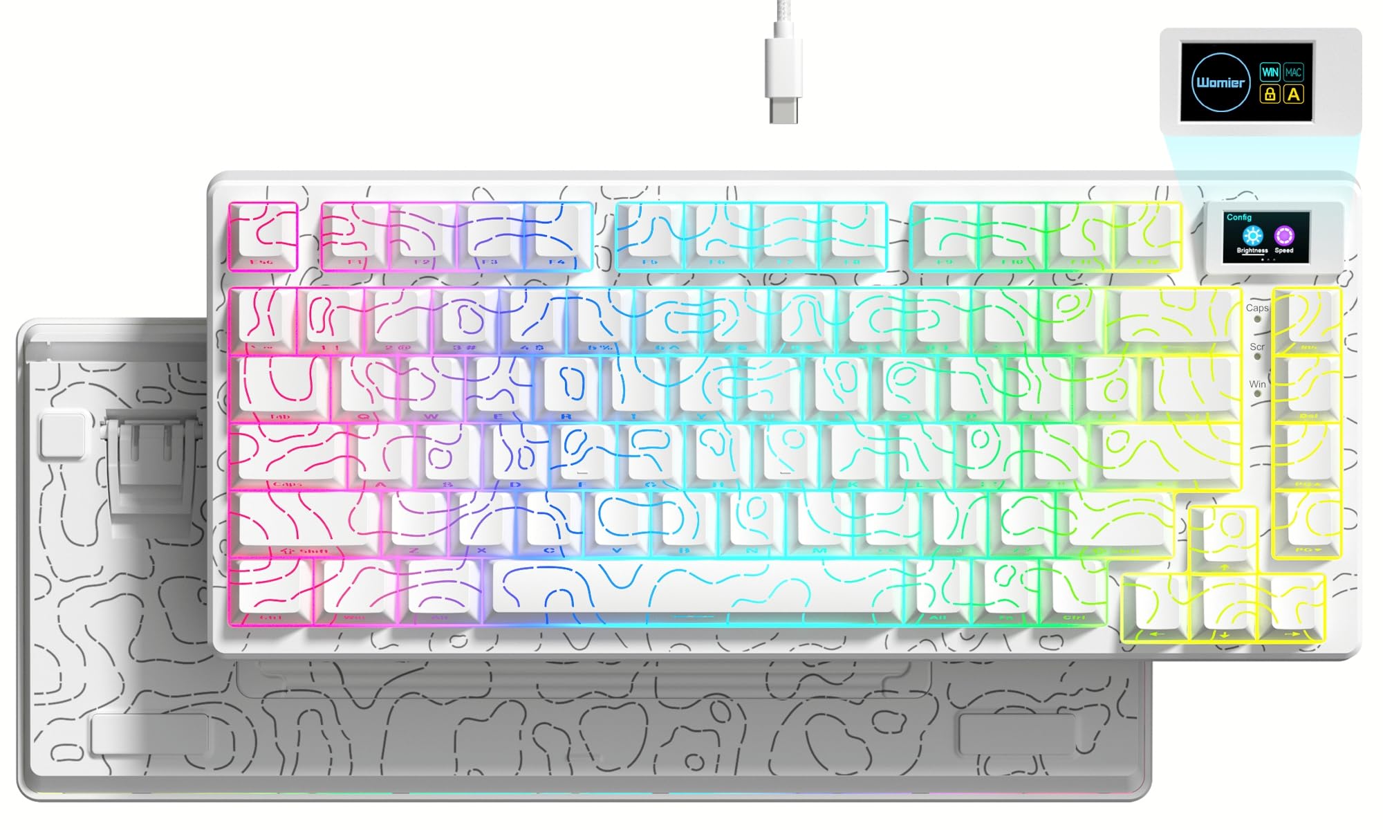 Womier SK80 75% Mechanical Gaming Keyboard – Color Display, Hot-Swap, RGB, Kanagawa Theme