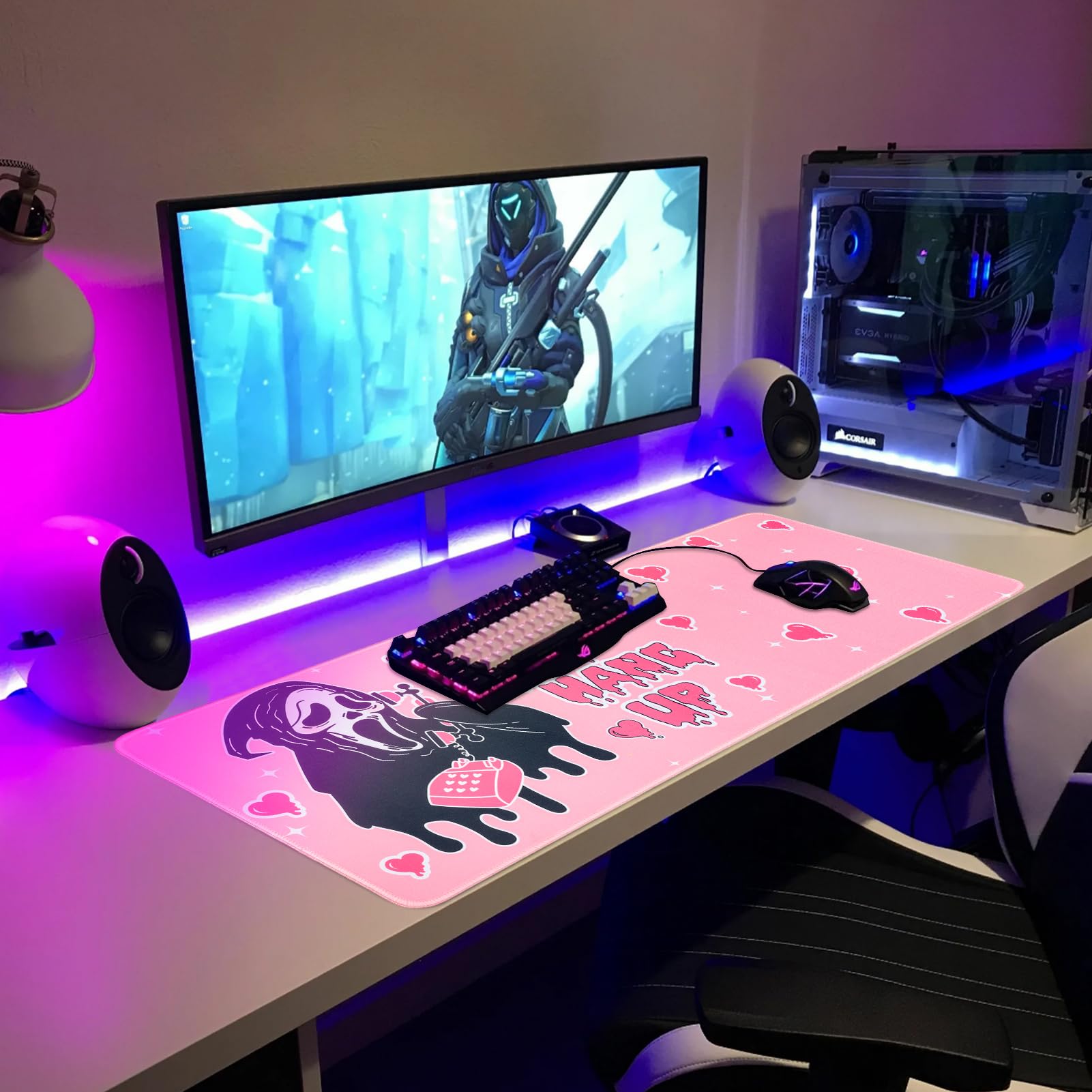 Ghost Face Inspired Desk Mat – 31.5 x 11.8in | Gothic Gaming Mouse Pad