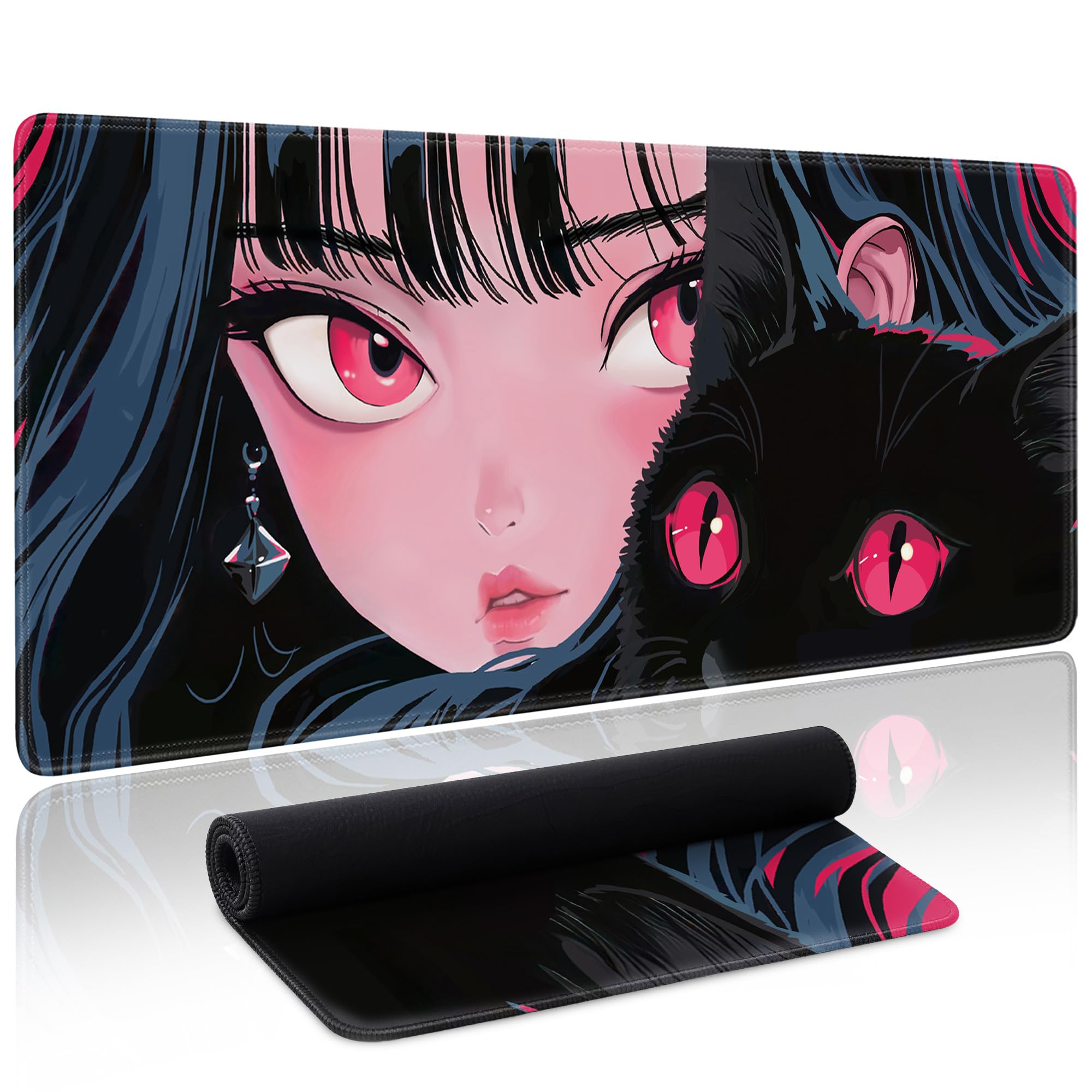 Spaceman Planets Anime Mouse Pad Large Desk Mat XL Mouse Pad Astronaut Keyboard Mousepad with Non-Slip Base and Stitched Edge Gaming Mouse Mat Desk Pad 31.5 X 11.8 in Mouse Pads for Desk Home Office