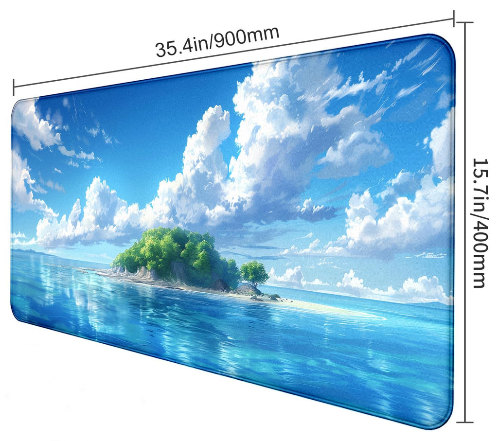 Tokyo Street Cute Large Gaming Mouse Pad, Purple Blue Anime City XXL, 35.4L x 15.7W inches, Fabric, Polyvinyl Chloride, Office Products
