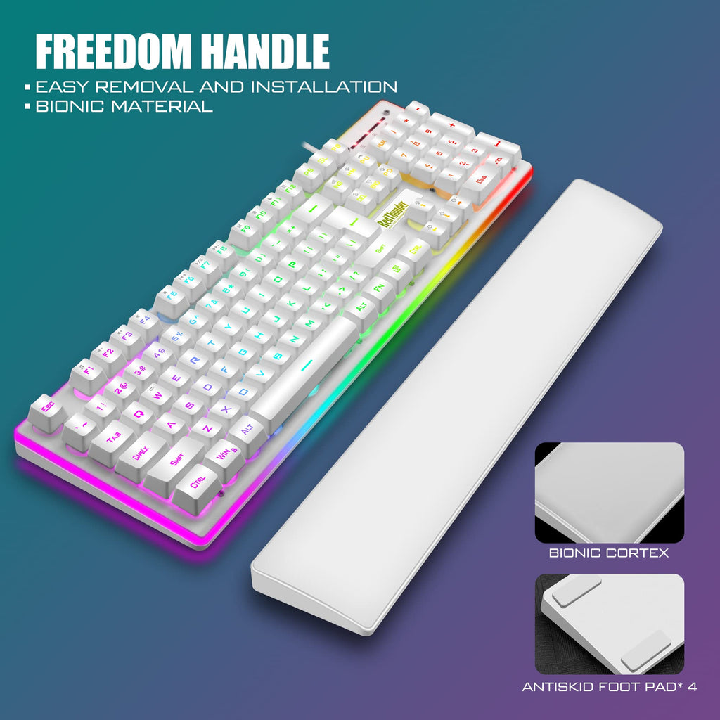RedThunder K10 Gaming Keyboard & Mouse Combo – RGB Backlit, Wrist Rest, Anti-Ghosting, 7200 DPI