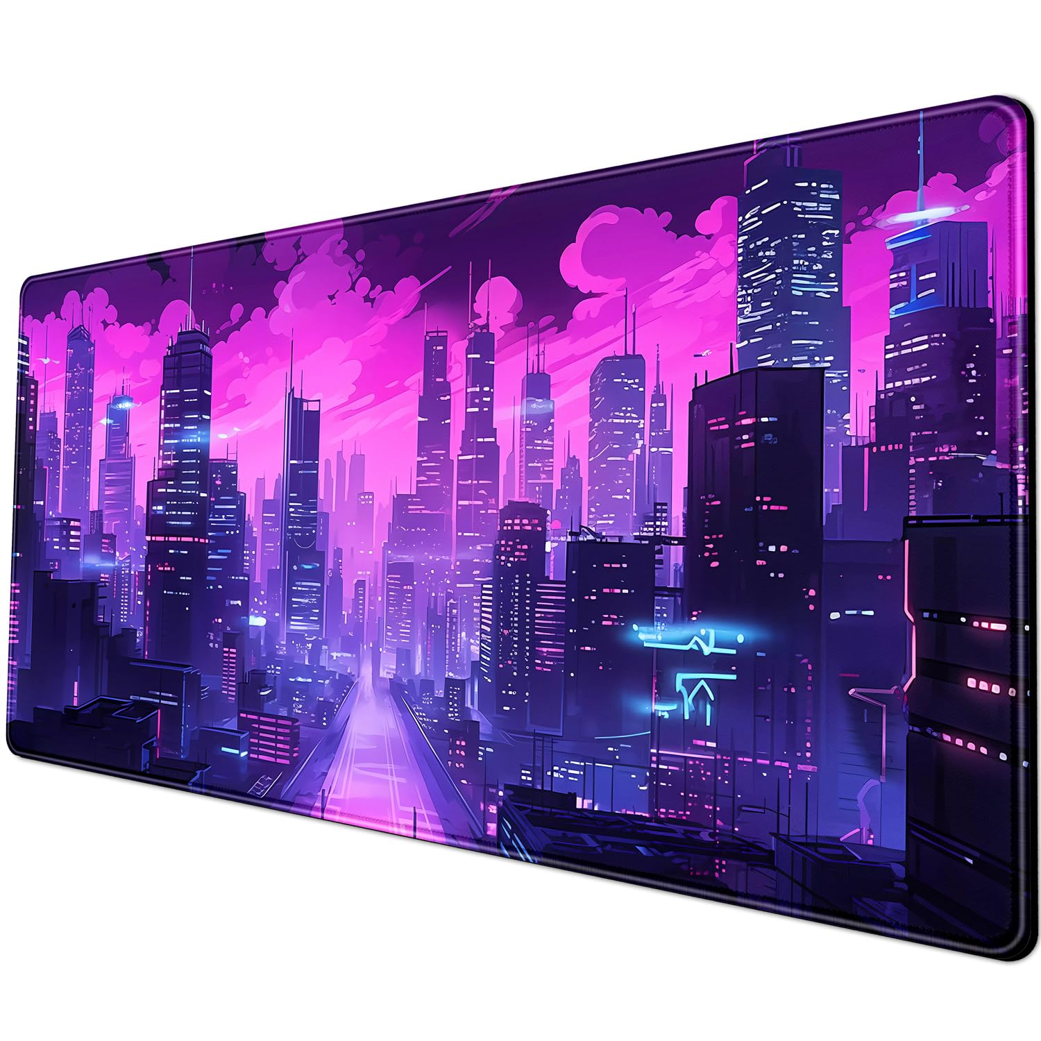 Desk Pad Anime Black Pom Poms Gaming Mouse Pad Large Star Designs Desk Office Decor Exclusive Beautiful Girls Mouse Pad for Women Desktop with Stitched Edges Non-Slip Computer Mat 31.5x11.8In