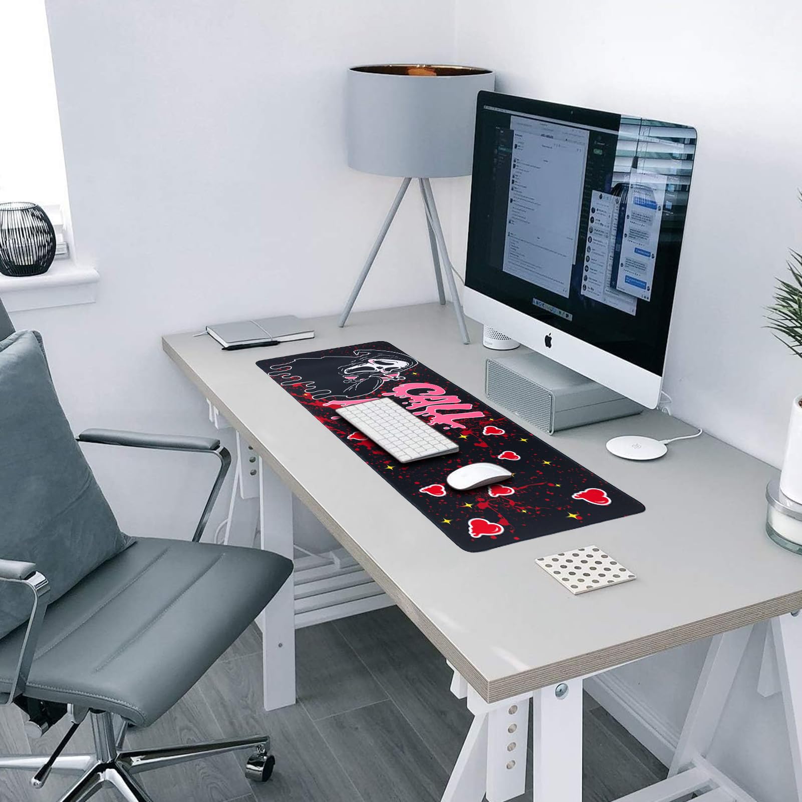 Ghost Face Inspired Desk Mat – 31.5 x 11.8in | Gothic Gaming Mouse Pad