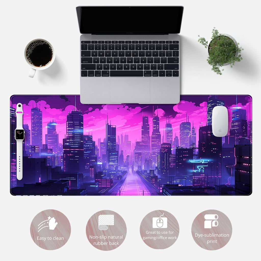 Desk Pad Anime Black Pom Poms Gaming Mouse Pad Large Star Designs Desk Office Decor Exclusive Beautiful Girls Mouse Pad for Women Desktop with Stitched Edges Non-Slip Computer Mat 31.5x11.8In