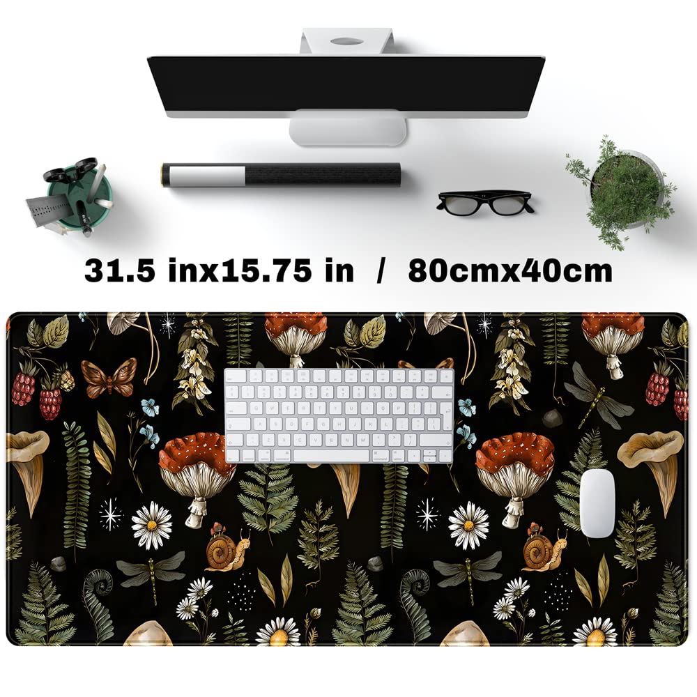 Desk Pad Anime Black Pom Poms Gaming Mouse Pad Large Star Designs Desk Office Decor Exclusive Beautiful Girls Mouse Pad for Women Desktop with Stitched Edges Non-Slip Computer Mat 31.5x11.8In