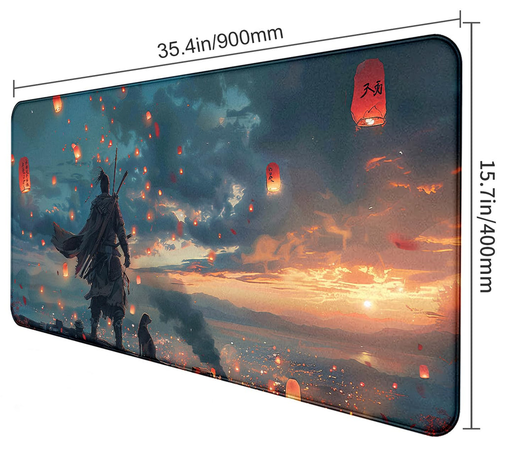 Tokyo Street Cute Large Gaming Mouse Pad, Purple Blue Anime City XXL, 35.4L x 15.7W inches, Fabric, Polyvinyl Chloride, Office Products