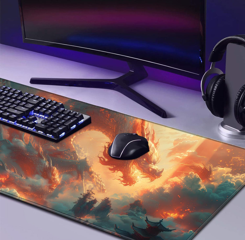 Tokyo Street Cute Large Gaming Mouse Pad, Purple Blue Anime City XXL, 35.4L x 15.7W inches, Fabric, Polyvinyl Chloride, Office Products