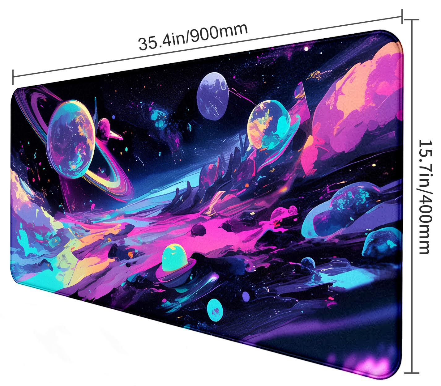 Tokyo Street Cute Large Gaming Mouse Pad, Purple Blue Anime City XXL, 35.4L x 15.7W inches, Fabric, Polyvinyl Chloride, Office Products