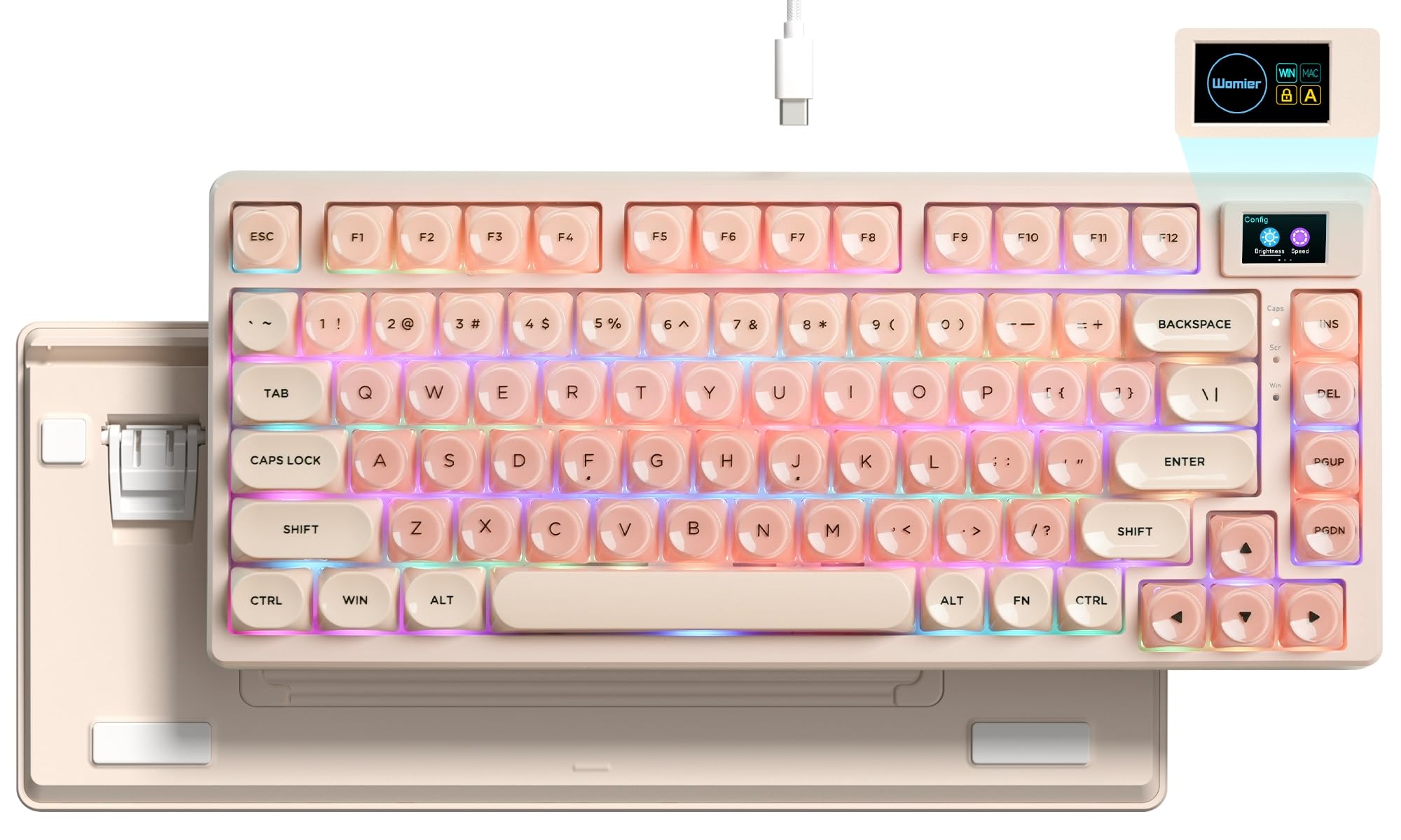 Womier SK80 75% Mechanical Gaming Keyboard – Color Display, Hot-Swap, RGB, Kanagawa Theme
