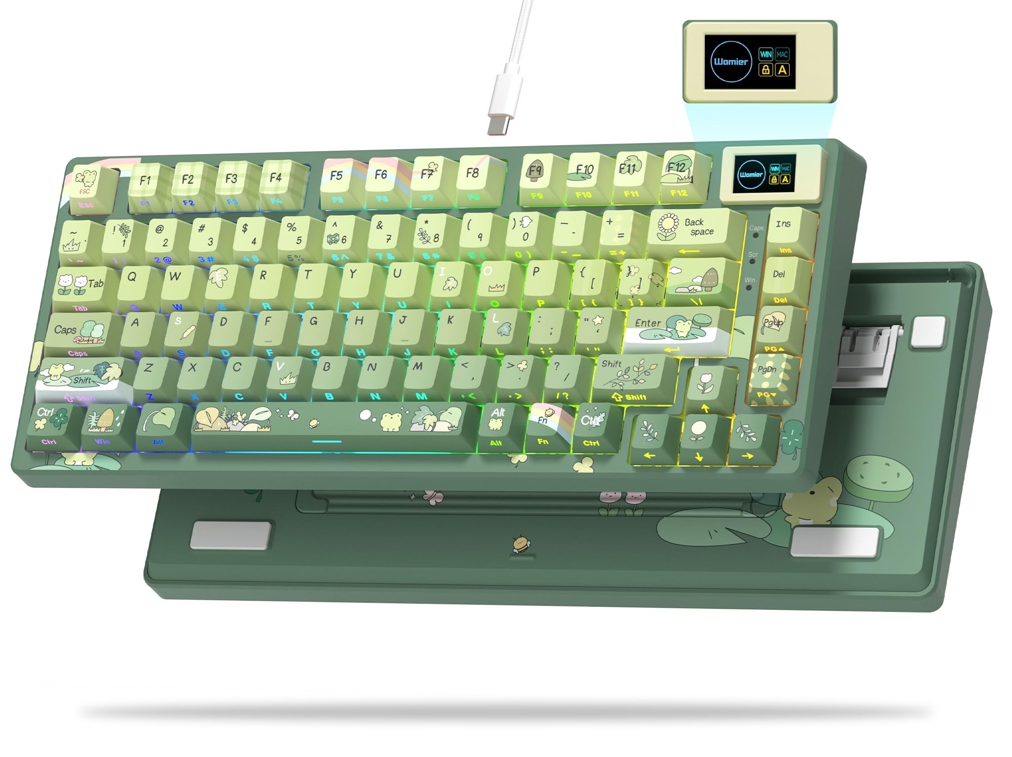 Womier SK80 75% Mechanical Gaming Keyboard – Color Display, Hot-Swap, RGB, Kanagawa Theme