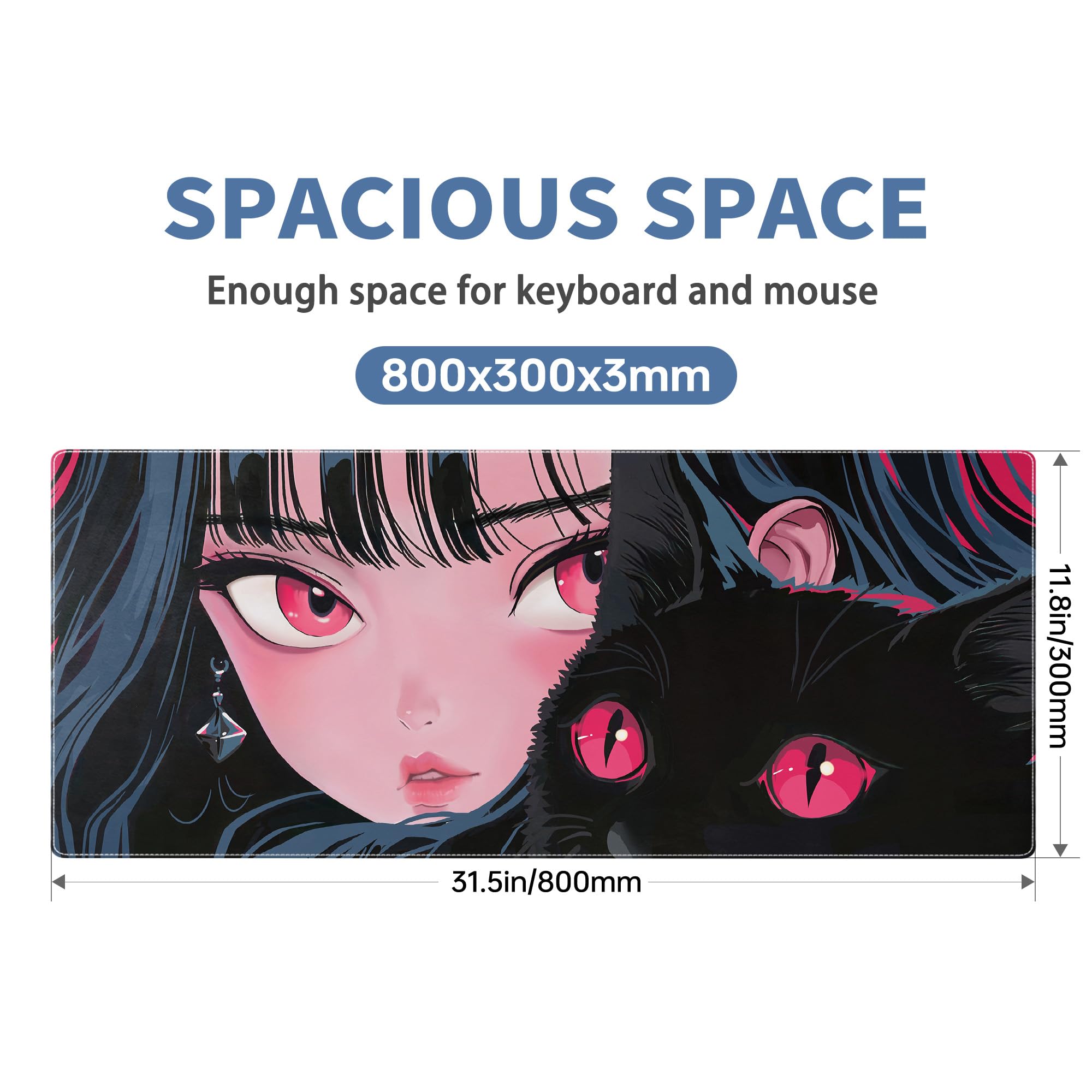 Spaceman Planets Anime Mouse Pad Large Desk Mat XL Mouse Pad Astronaut Keyboard Mousepad with Non-Slip Base and Stitched Edge Gaming Mouse Mat Desk Pad 31.5 X 11.8 in Mouse Pads for Desk Home Office