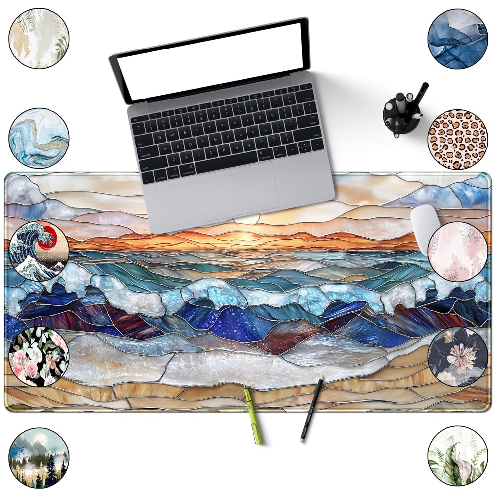 Desk Pad Anime Black Pom Poms Gaming Mouse Pad Large Star Designs Desk Office Decor Exclusive Beautiful Girls Mouse Pad for Women Desktop with Stitched Edges Non-Slip Computer Mat 31.5x11.8In