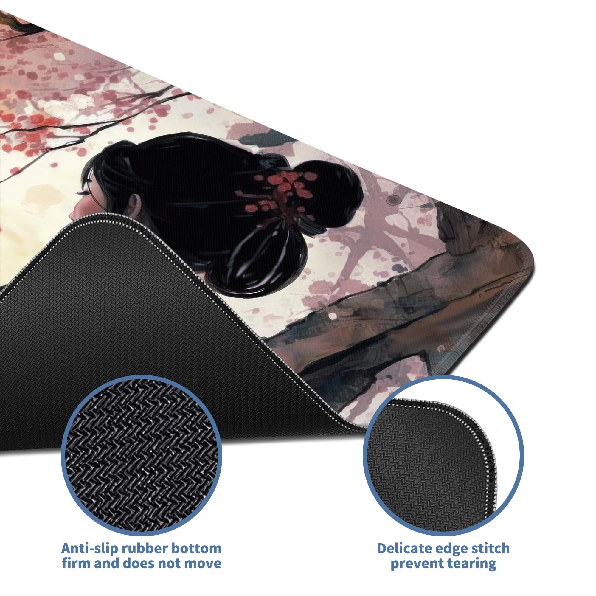 Spaceman Planets Anime Mouse Pad Large Desk Mat XL Mouse Pad Astronaut Keyboard Mousepad with Non-Slip Base and Stitched Edge Gaming Mouse Mat Desk Pad 31.5 X 11.8 in Mouse Pads for Desk Home Office