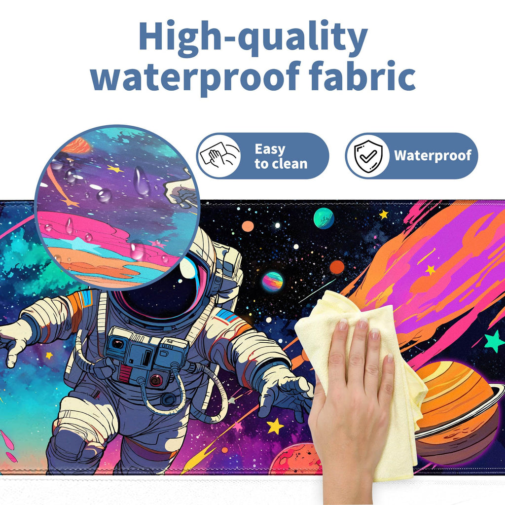 Spaceman Planets Anime Mouse Pad Large Desk Mat XL Mouse Pad Astronaut Keyboard Mousepad with Non-Slip Base and Stitched Edge Gaming Mouse Mat Desk Pad 31.5 X 11.8 in Mouse Pads for Desk Home Office