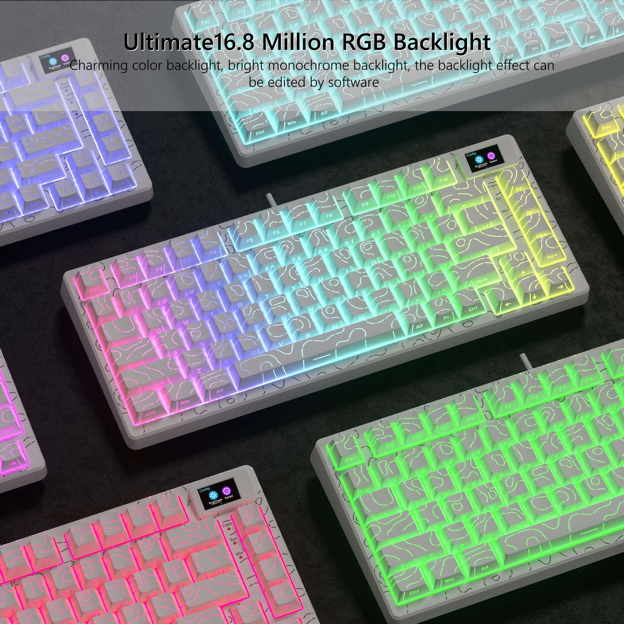 Womier SK80 75% Mechanical Gaming Keyboard – Color Display, Hot-Swap, RGB, Kanagawa Theme