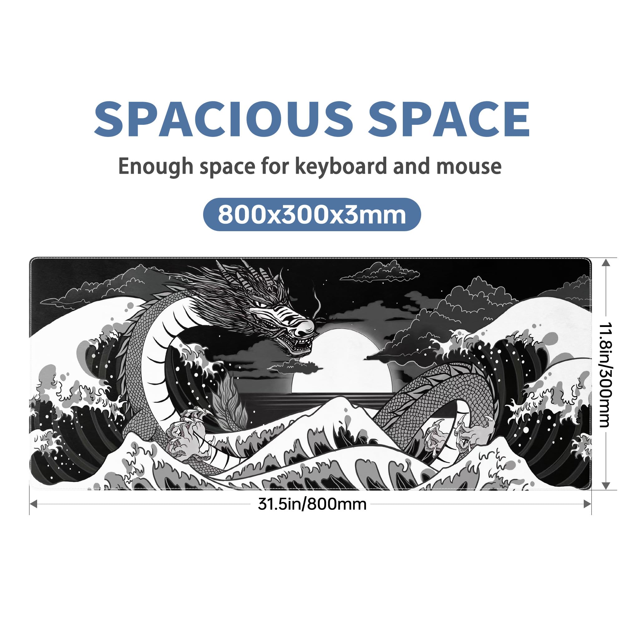 Spaceman Planets Anime Mouse Pad Large Desk Mat XL Mouse Pad Astronaut Keyboard Mousepad with Non-Slip Base and Stitched Edge Gaming Mouse Mat Desk Pad 31.5 X 11.8 in Mouse Pads for Desk Home Office