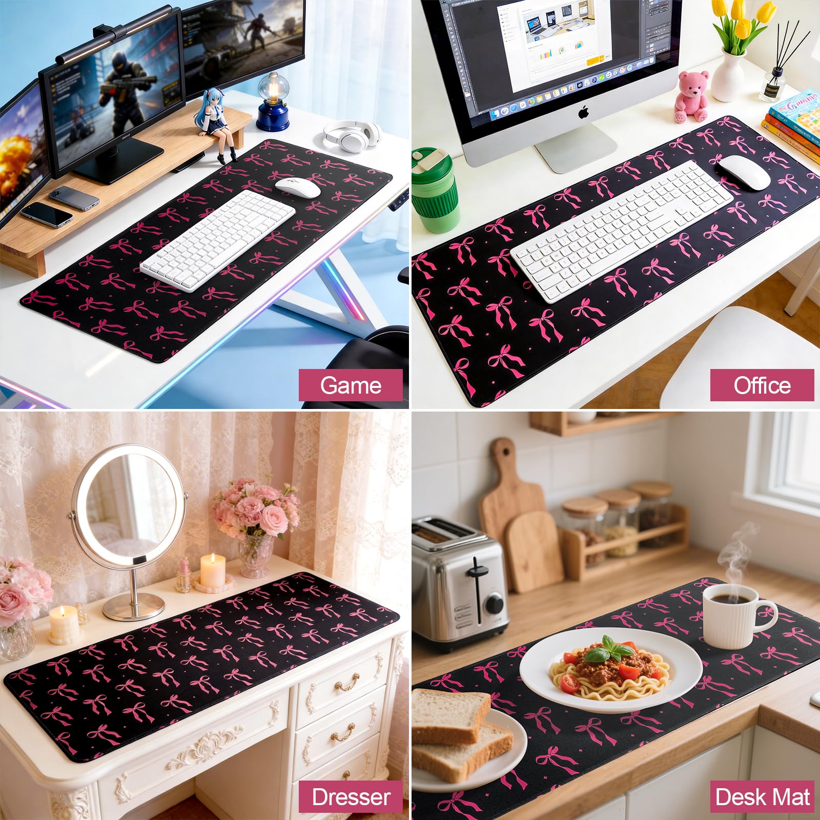 Ghost Face Inspired Desk Mat – 31.5 x 11.8in | Gothic Gaming Mouse Pad