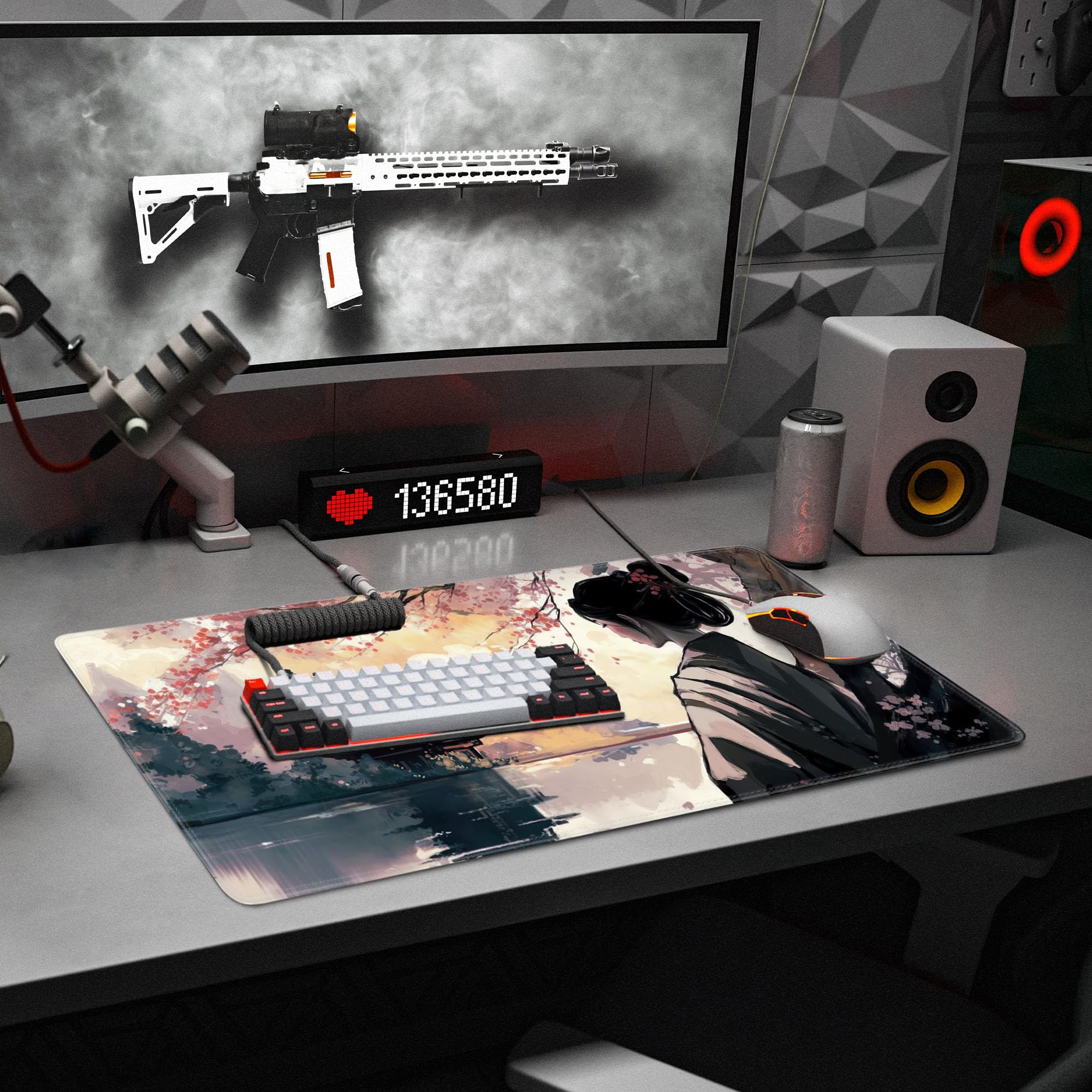 Spaceman Planets Anime Mouse Pad Large Desk Mat XL Mouse Pad Astronaut Keyboard Mousepad with Non-Slip Base and Stitched Edge Gaming Mouse Mat Desk Pad 31.5 X 11.8 in Mouse Pads for Desk Home Office