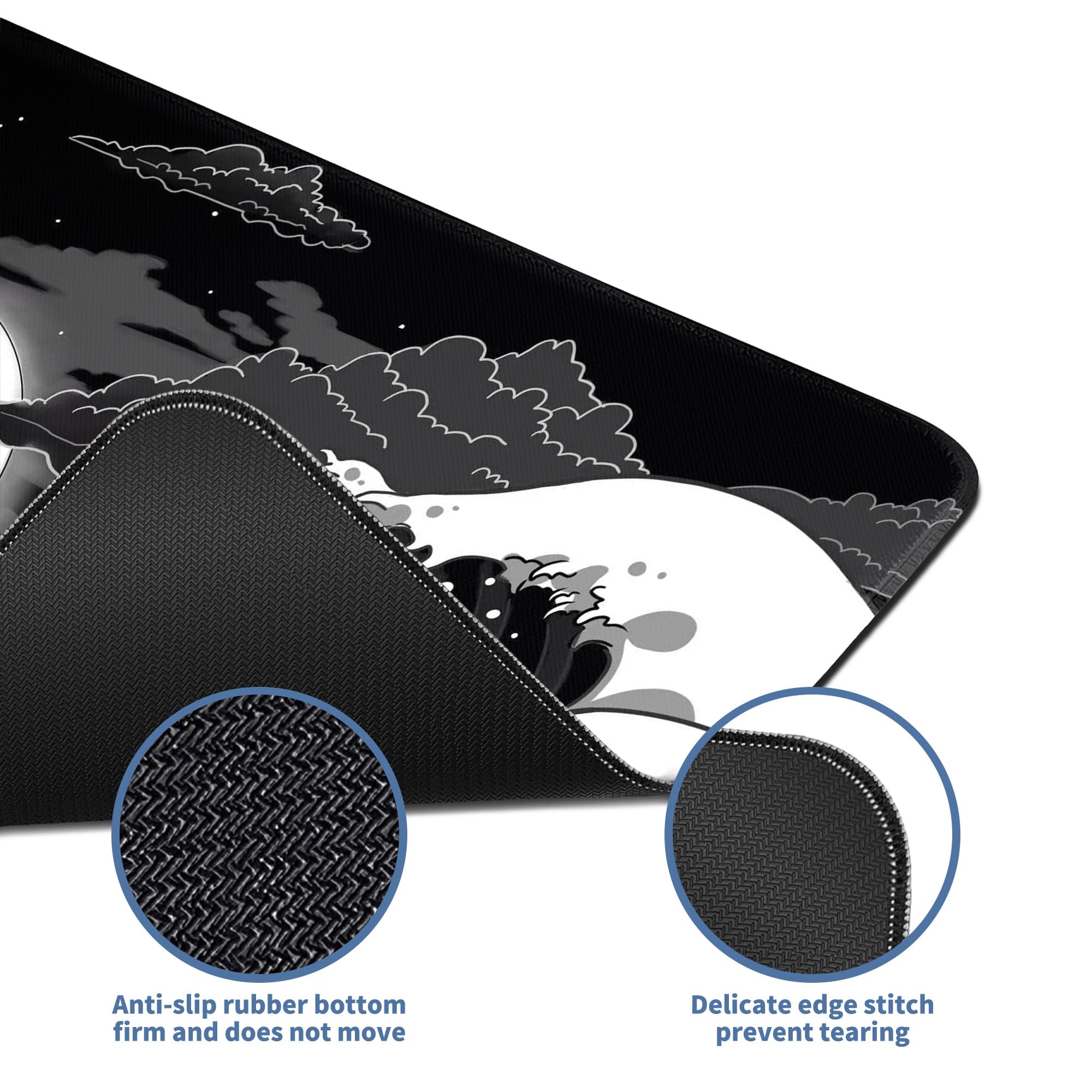 Spaceman Planets Anime Mouse Pad Large Desk Mat XL Mouse Pad Astronaut Keyboard Mousepad with Non-Slip Base and Stitched Edge Gaming Mouse Mat Desk Pad 31.5 X 11.8 in Mouse Pads for Desk Home Office