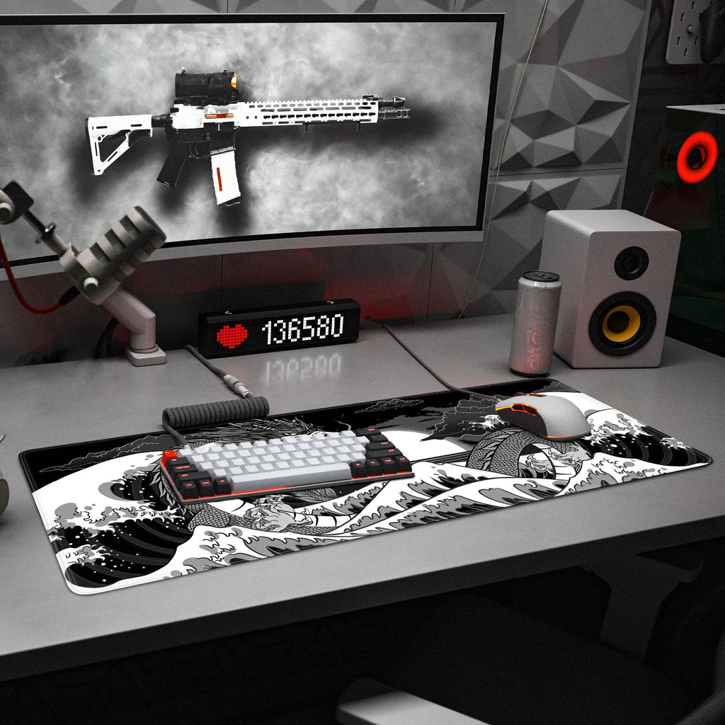 Spaceman Planets Anime Mouse Pad Large Desk Mat XL Mouse Pad Astronaut Keyboard Mousepad with Non-Slip Base and Stitched Edge Gaming Mouse Mat Desk Pad 31.5 X 11.8 in Mouse Pads for Desk Home Office