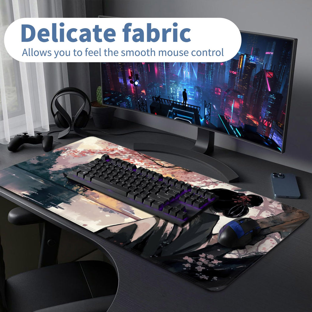 Spaceman Planets Anime Mouse Pad Large Desk Mat XL Mouse Pad Astronaut Keyboard Mousepad with Non-Slip Base and Stitched Edge Gaming Mouse Mat Desk Pad 31.5 X 11.8 in Mouse Pads for Desk Home Office