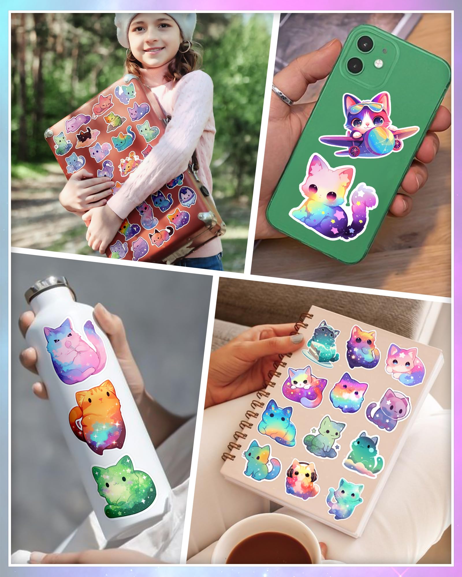 100Pcs Starry Cat Stickers for Laptop