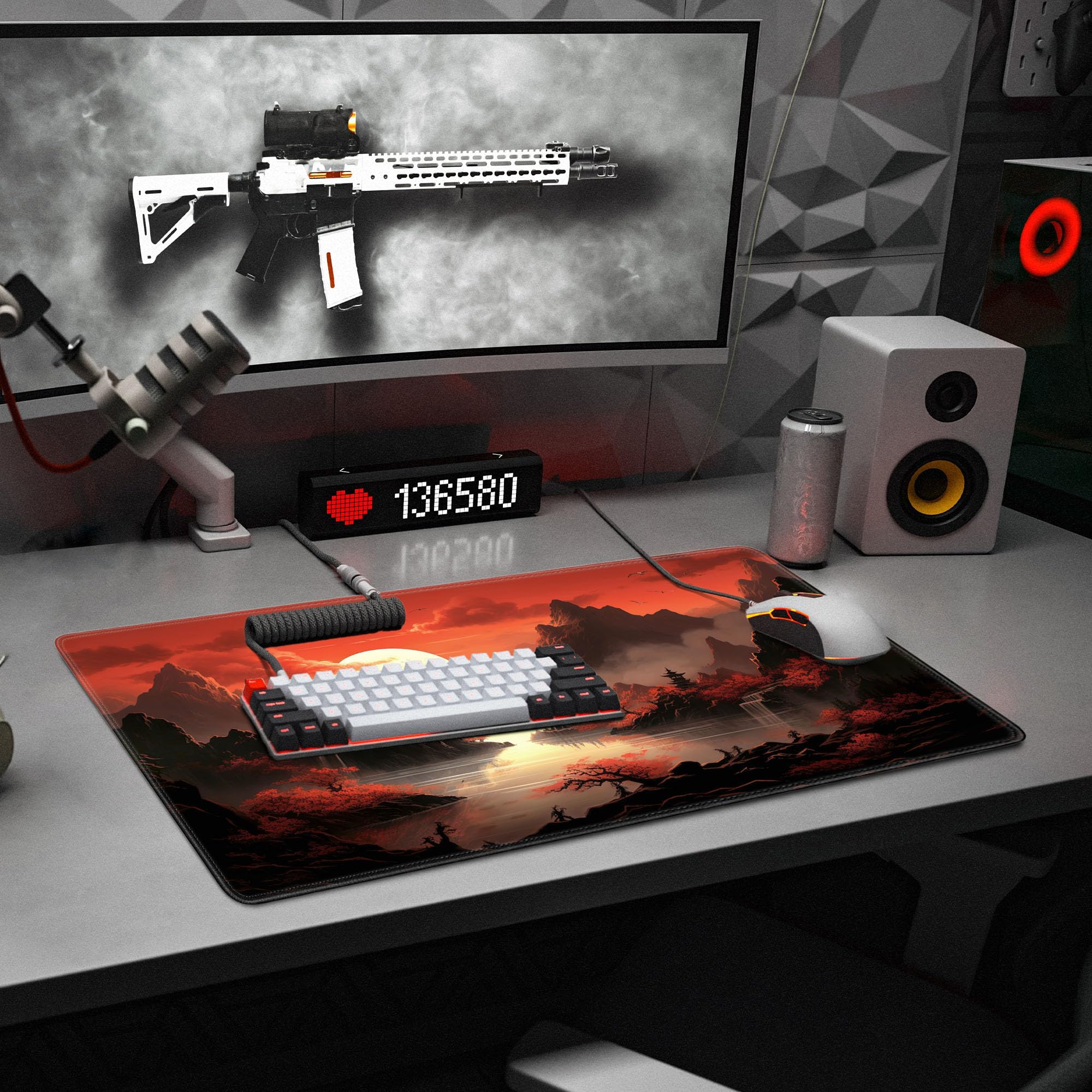 Spaceman Planets Anime Mouse Pad Large Desk Mat XL Mouse Pad Astronaut Keyboard Mousepad with Non-Slip Base and Stitched Edge Gaming Mouse Mat Desk Pad 31.5 X 11.8 in Mouse Pads for Desk Home Office