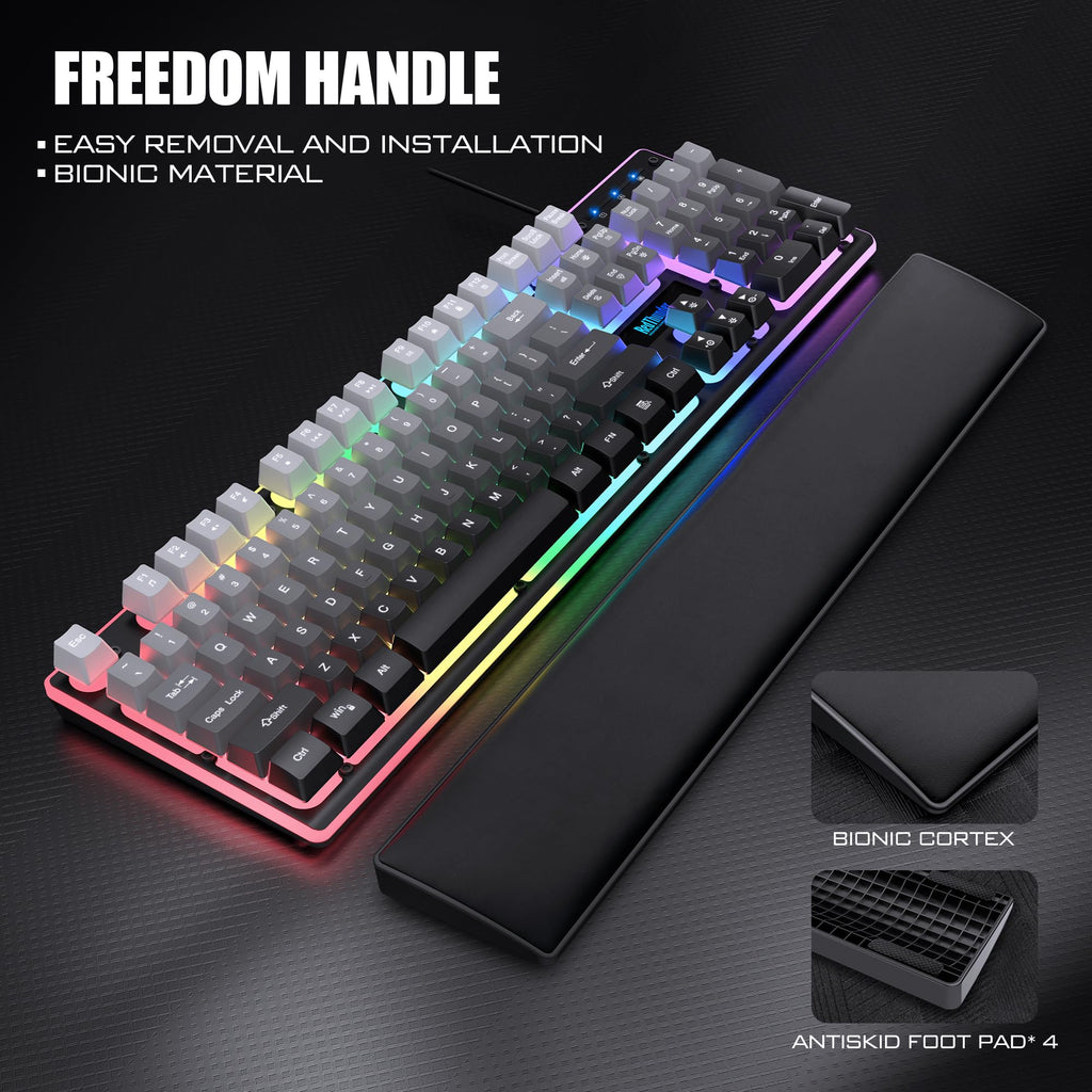 RedThunder K10 Gaming Keyboard & Mouse Combo – RGB Backlit, Wrist Rest, Anti-Ghosting, 7200 DPI