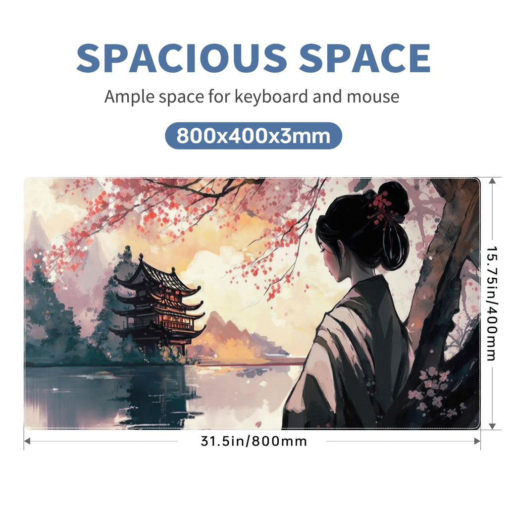 Spaceman Planets Anime Mouse Pad Large Desk Mat XL Mouse Pad Astronaut Keyboard Mousepad with Non-Slip Base and Stitched Edge Gaming Mouse Mat Desk Pad 31.5 X 11.8 in Mouse Pads for Desk Home Office
